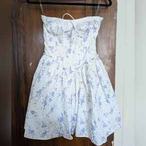 Babyboo Maeve Mini Dress Blue Ditsy Print